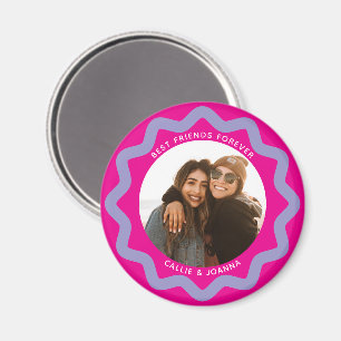 Fuchsia Lila gewellte Kreis Fotografie Rahmen mit Magnet
