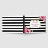 Fuchsia Lila Red Floral Stripes Brautparty Gästebuch (Voll)