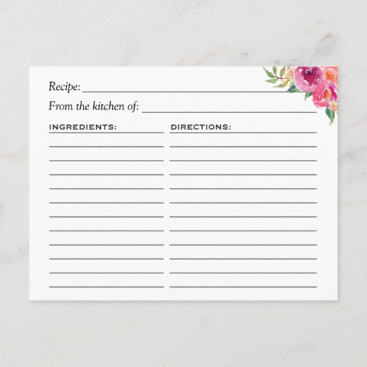 Fuchsia Lila Rotes Brautparty Rezept Postkarte (Rückseite)