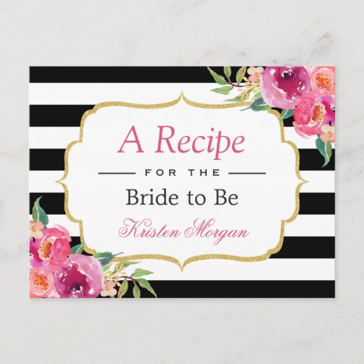 Fuchsia Lila Rotes Brautparty Rezept Postkarte (Vorderseite)