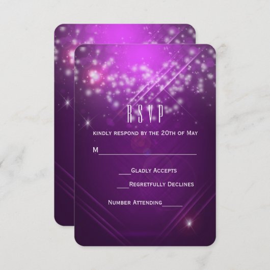 Fuchsia Lila Sparkclub Party RSVP Karte (Vorne/Hinten)