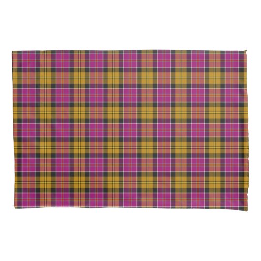 Fuchsia Lila und Gold Culloden Scottish Tartan Kissenbezug (Vorderseite)