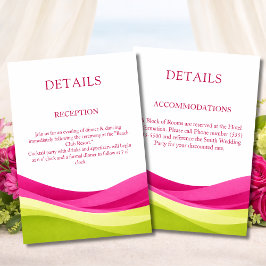 Fuchsia & Lime Green Modern Wedding Details Begleitkarte