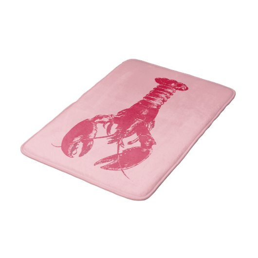 Fuchsia Lobster auf hellrosa Badematte (Schrägansicht)