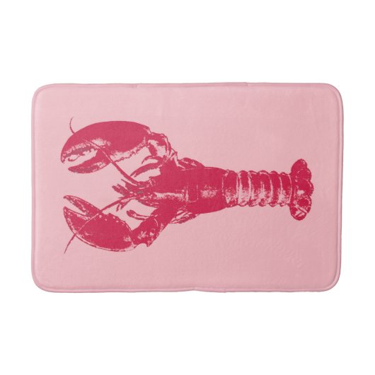 Fuchsia Lobster auf hellrosa Badematte (Vorderseite)