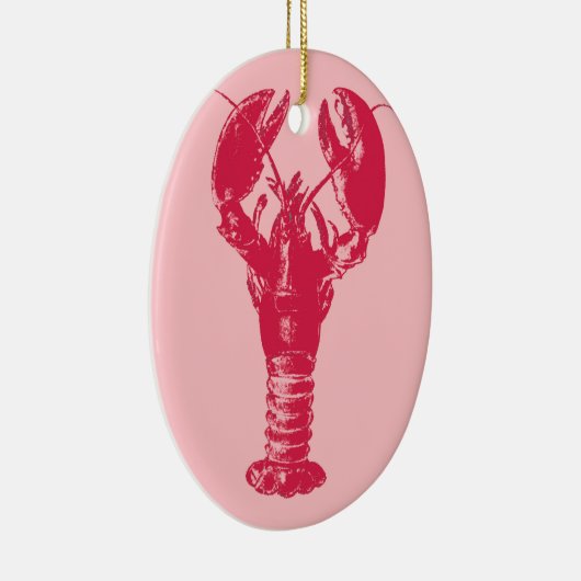 Fuchsia Lobster auf hellrosa Keramikornament (Rechts)
