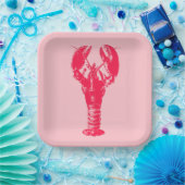 Fuchsia Lobster auf hellrosa Pappteller (Party)
