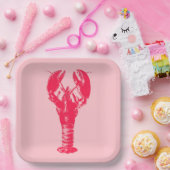 Fuchsia Lobster auf hellrosa Pappteller (Party)