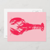 Fuchsia Lobster auf hellrosa Postkarte (Vorne/Hinten)