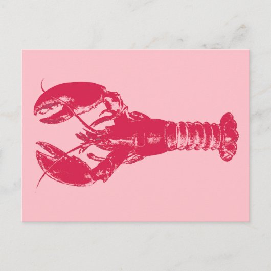 Fuchsia Lobster auf hellrosa Postkarte (Vorderseite)