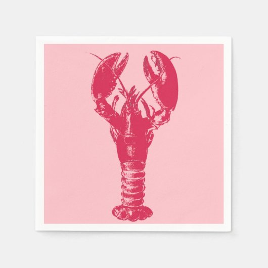 Fuchsia Lobster auf hellrosa Serviette (Vorderseite)