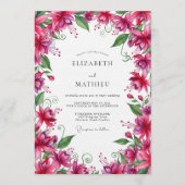 Fuchsia Lush Botanical Wedding Einladung (Vorderseite)