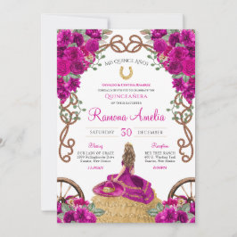 Fuchsia Magenta Western Charro Quinceañera Einladung