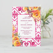 Fuchsia Majolica Fliesen orange dahlia alles in ei Einladung (Stehend Vorderseite)