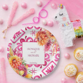 Fuchsia Majolica Fliesen Orange Dahlien Vorlage Pappteller (Party)