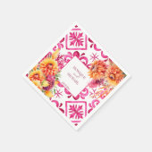 Fuchsia Majolica Fliesen Orange Dahlien Vorlage Serviette (Ecke)