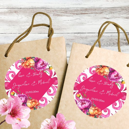 Fuchsia Majolica Fliesen Orange danke Ihnen für Runder Aufkleber