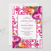 Fuchsia Majolica Fliesen Orangenbäume alle in eine Einladung (Vorderseite)