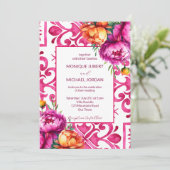 Fuchsia Majolica Fliesen Orangenbäume alle in eine Einladung (Stehend Vorderseite)