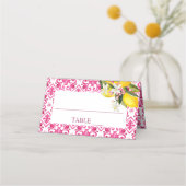 Fuchsia Majolica magenta tiles Brautparty Platzkarte (Vorderseite)