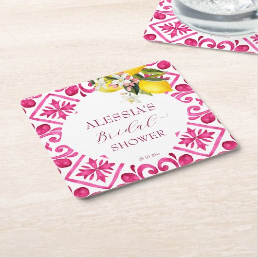 Fuchsia Majolica magenta tiles Brautparty Rechteckiger Pappuntersetzer (angewinkelt)