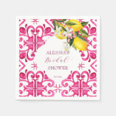 Fuchsia Majolica magenta tiles Brautparty Serviette (Vorderseite)