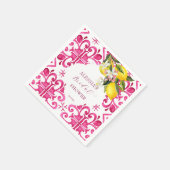 Fuchsia Majolica magenta tiles Brautparty Serviette (Ecke)