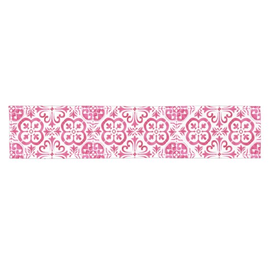 Fuchsia Majolica magenta tiles Mittelmeer Kurzer Tischläufer (Horizontal)