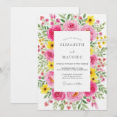 Fuchsia Malerische Flora Hochzeit Einladung (Vorne/Hinten)