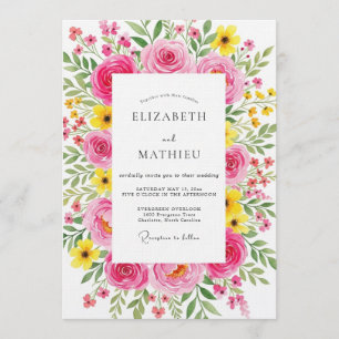 Fuchsia Malerische Flora Hochzeit Einladung