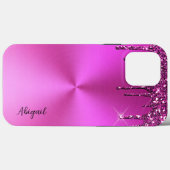 Fuchsia Metallic Dripping Glitzer Stilvoll Case-Mate iPhone Hülle (Rückseite (Horizontal))