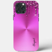 Fuchsia Metallic Dripping Glitzer Stilvoll Case-Mate iPhone Hülle (Rückseite)