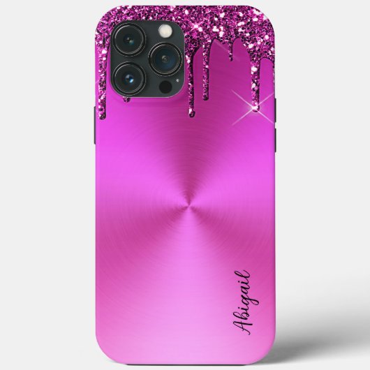 Fuchsia Metallic Dripping Glitzer Stilvoll Case-Mate iPhone Hülle (Rückseite)