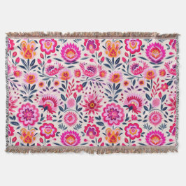 Fuchsia Mexikanische Blume Muster bunter Spaß Decke