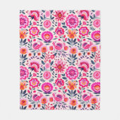 Fuchsia Mexikanische Blume Muster Vibrannt Fleecedecke (Vorderseite)