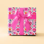 Fuchsia Mexikanische Blume Muster Vibrannt Geschenkpapier