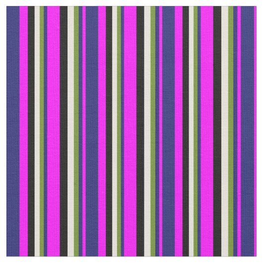 Fuchsia, Midnight Blue, Green, Beige und Black Stoff (Nahaufnahme)
