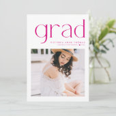 Fuchsia Minimalistisch Typografy Foto Abschluss Ankündigung (Stehend Vorderseite)