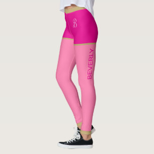 Fuchsia Mit Monogramm Shops Rosa Tights Gold Borde Leggings