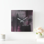 Fuchsia Modern Abstrakt Quadratische Wanduhr (Zuhause)