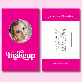 Fuchsia Modern Photo Elegantes Make-up-Artist-Logo Visitenkarte