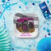 Fuchsia Monster Truck Boy Birthday Party Pappteller (Party)