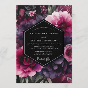 Fuchsia Moody Flora Hochzeit Einladung
