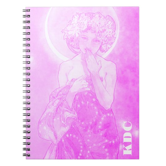 Fuchsia Mucha 'Der Mond' Notizblock (Vorderseite)