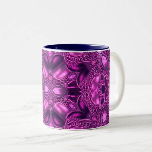 Fuchsia Muster Zwei-Tone-Kaffee-Tasse Zweifarbige Tasse (VorderseiteRechts)