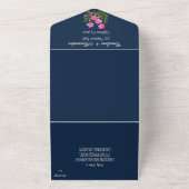 Fuchsia Navy Blue Modern Bold fein elegant floral All In One Einladung (Außenbereich)