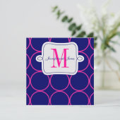 Fuchsia Navy Blue Modern Wedding Einladung #2 (Stehend Vorderseite)