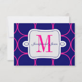 Fuchsia Navy Blue Modern Wedding RSVP #2 (Vorderseite)