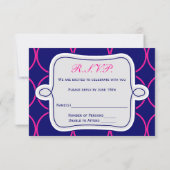 Fuchsia Navy Blue Modern Wedding RSVP #2 (Rückseite)