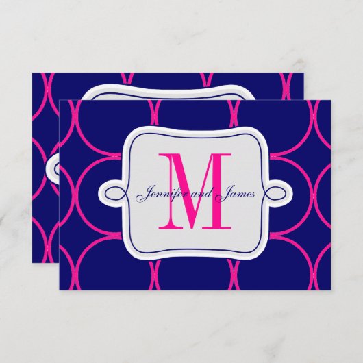 Fuchsia Navy Blue Modern Wedding RSVP #2 (Vorne/Hinten)